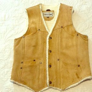 Suede Leather Vest with Wool Lining